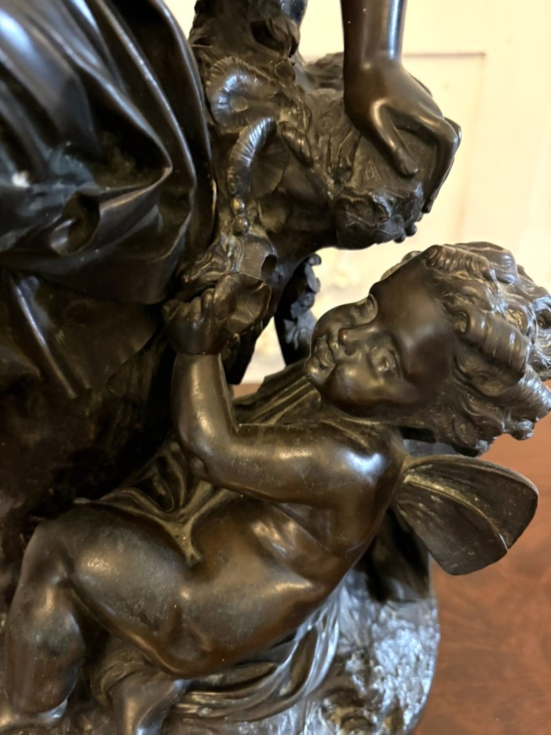 Superb Antique 19th Century Bronze Sculpture by Renowned French Sculptor Auguste Moreau “L’amour Maternel” (Motherly Love)